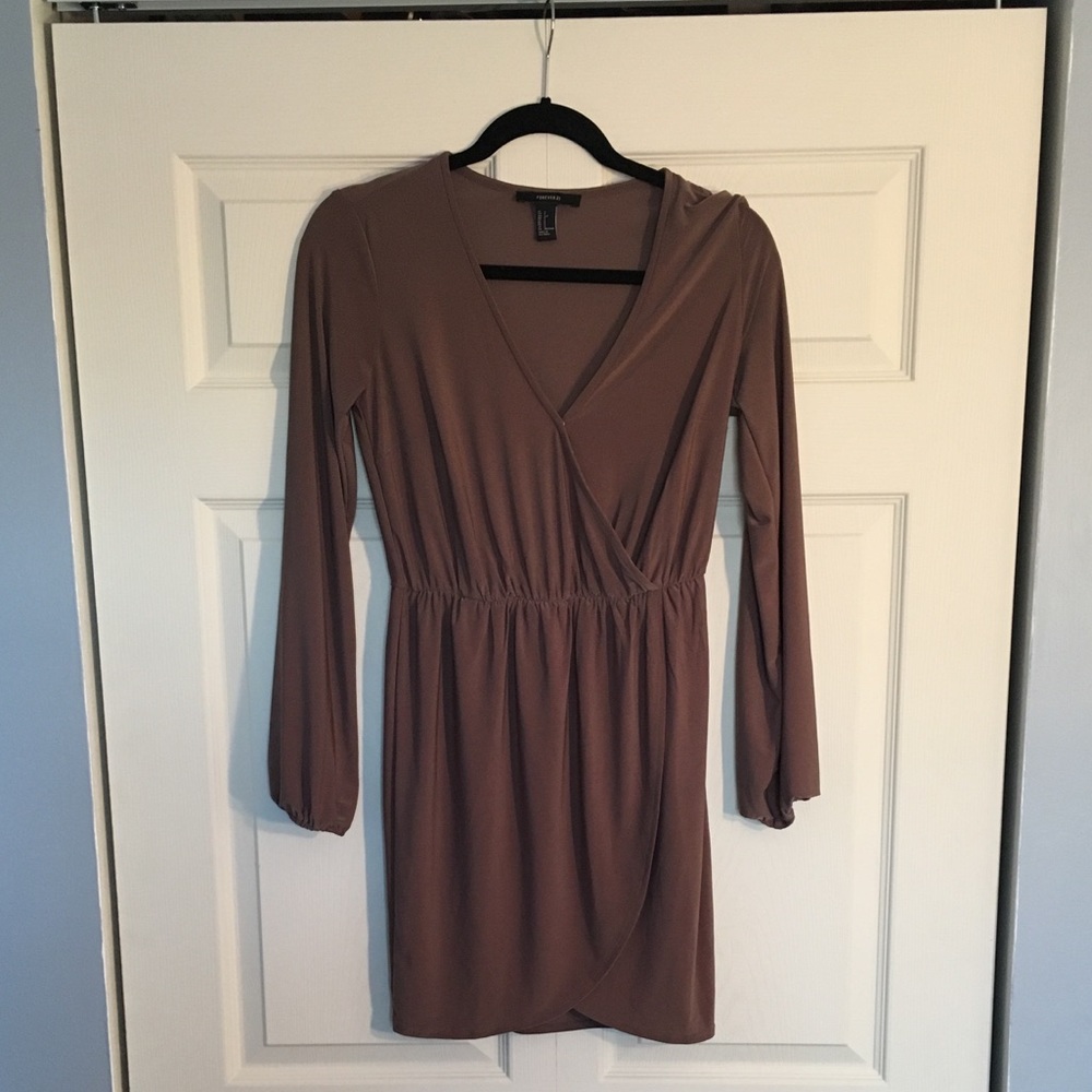 Brown Forever 21 Mini Wrap Dress